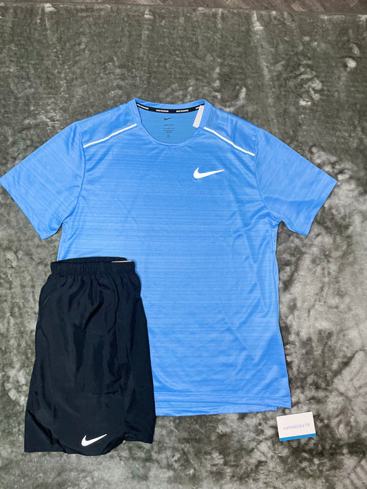 Nike University Blue Miler And Shorts Set