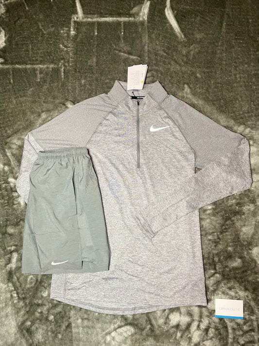 Nike Grey Quarter Zip And Shorts