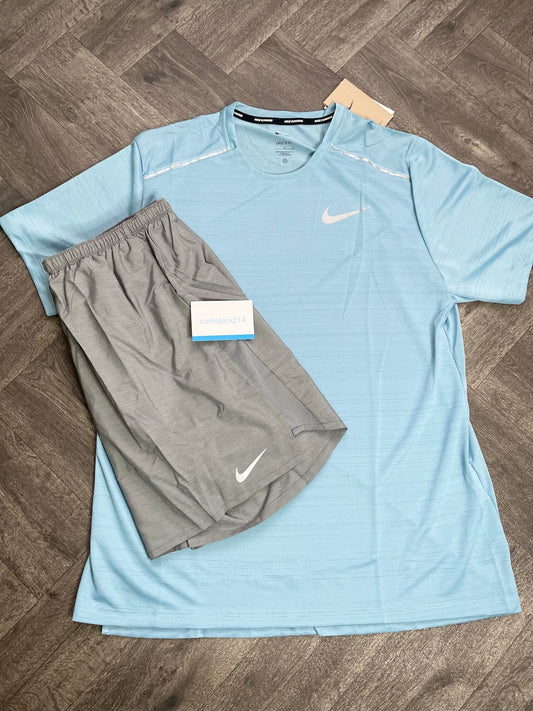 Nike Blue 1.0 Miler And Grey Challenger Shorts