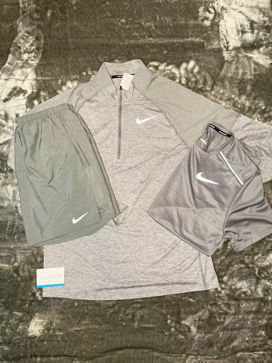 Nike Grey Quarter Zip, Shorts And T-shirt Set