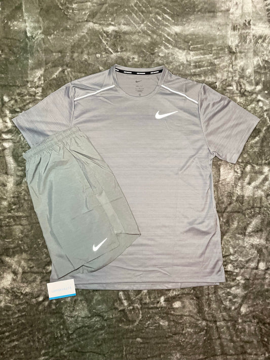 Nike Grey 1.0 Miler and Challenger Shorts Set